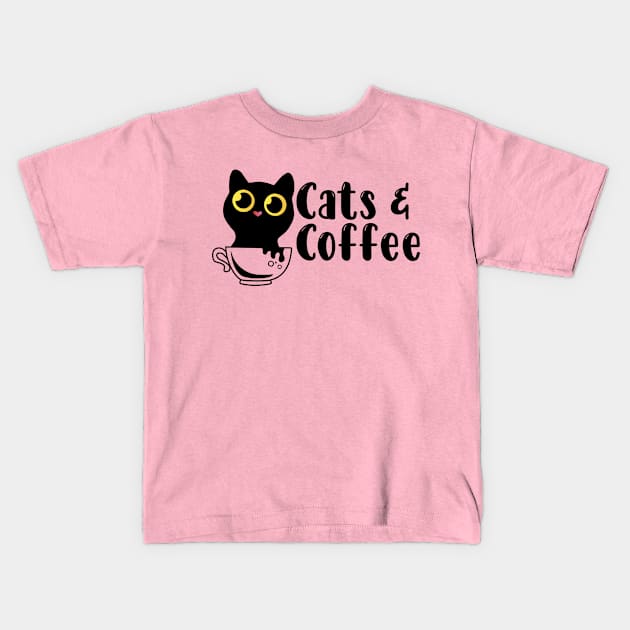 Cats And Coffee Funny Gift For Cats Lover Kids T-Shirt by Gtrx20